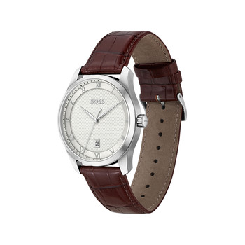 BOSS business herenhorloge met bruine leren band