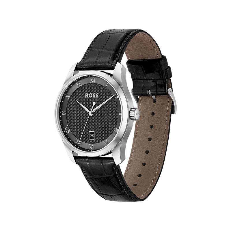 Montre BOSS business homme bracelet cuir noir - vue 2