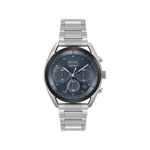 Montre BOSS sport lux homme chronographe, bracelet acier argent