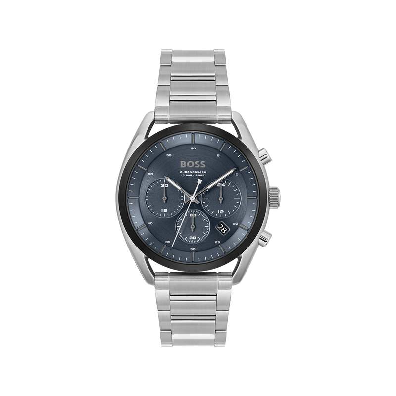 Montre BOSS sport lux homme chronographe, bracelet acier argent - vue 1