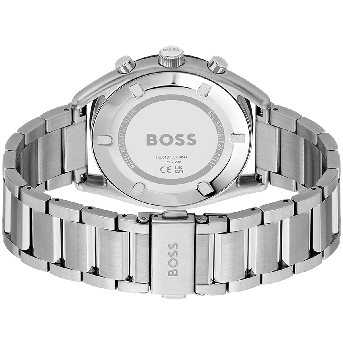 Montre BOSS sport lux homme chronographe, bracelet acier argent - vue 3