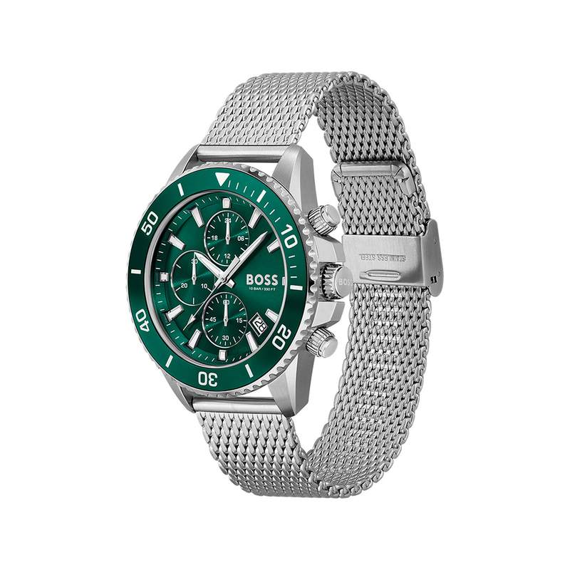 Montre BOSS athleisure homme chronographe, bracelet acier argent - vue 2