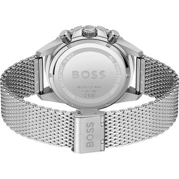 BOSS herenhorloge met chronograaf, zilverkleurige roestvrijstalen armband
