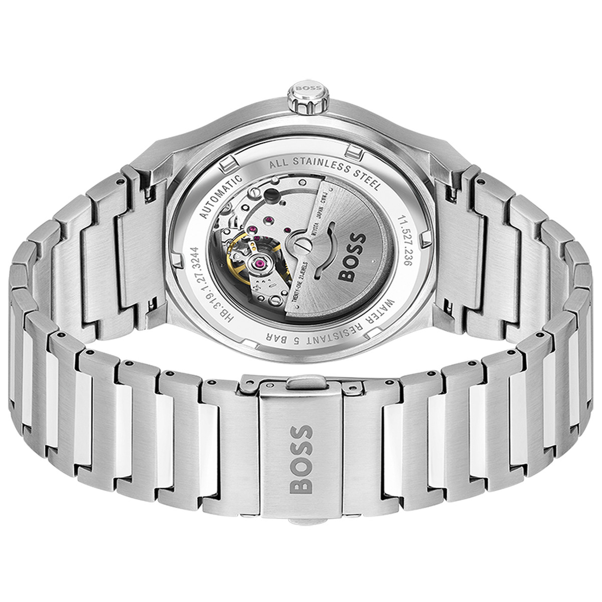 Montre BOSS sport lux homme automatique, bracelet acier argent - vue 3