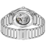 Montre BOSS sport lux homme automatique, bracelet acier argent - vue 3