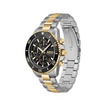BOSS herenhorloge met chronograaf, tweekleurig stalen armband
