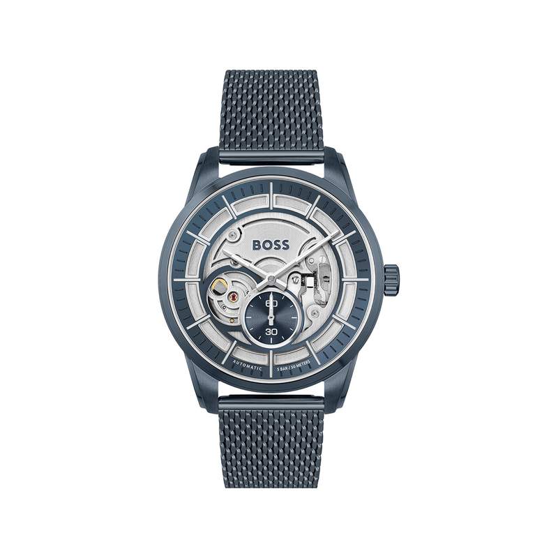 Montre BOSS sport lux homme automatique, bracelet acier bleu - vue 1