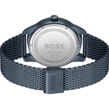 BOSS men's automatic sports watch, blue steel bracelet