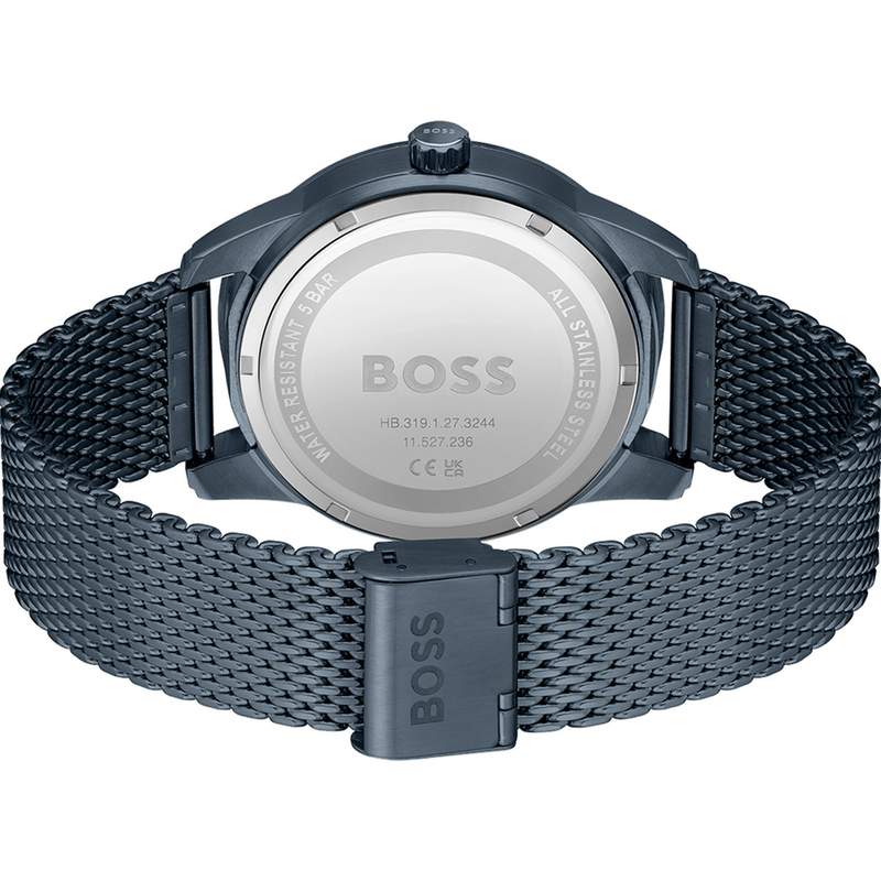 Montre BOSS sport lux homme automatique, bracelet acier bleu - vue 3