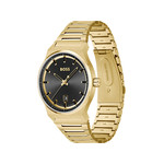 Montre BOSS sport lux homme bracelet acier doré jaune - vue 2