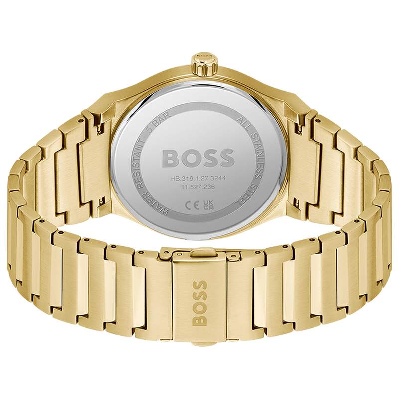 Montre BOSS sport lux homme bracelet acier doré jaune - vue 3