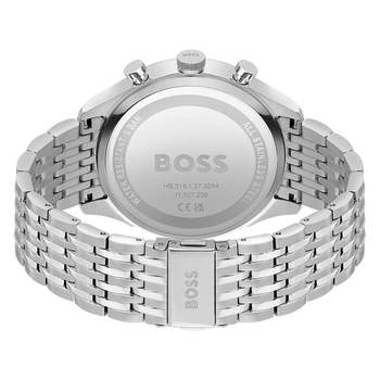 BOSS sport lux heren chronograaf horloge, zilverkleurige roestvrij stalen armband