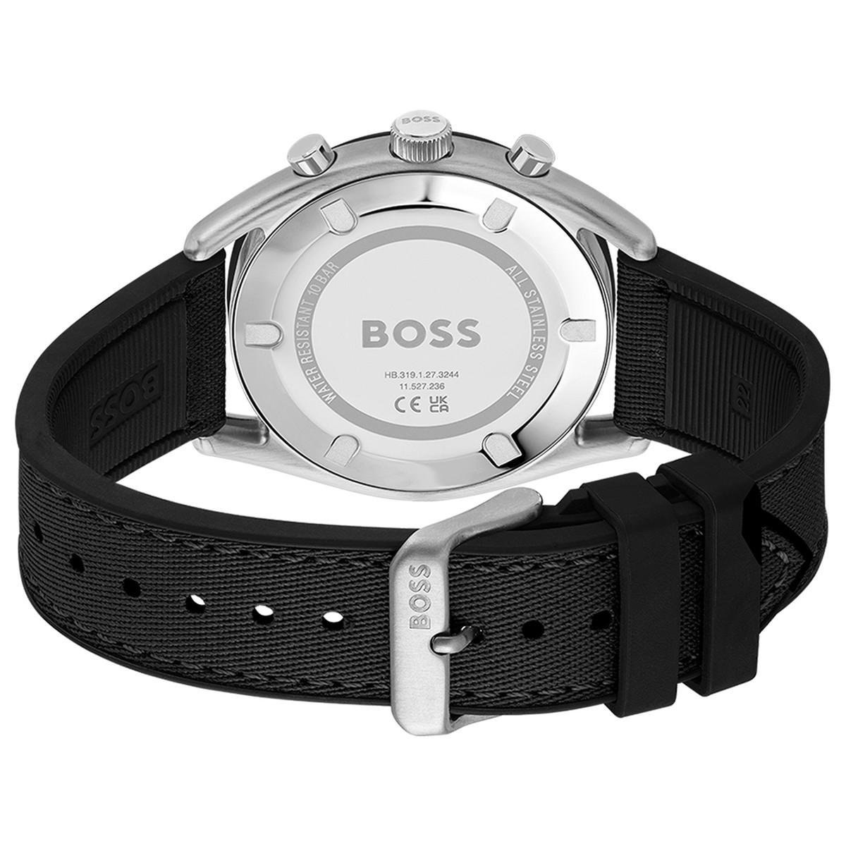 Montre BOSS sport lux homme chronographe, bracelet silicone noir - vue 3