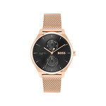 Montre BOSS business homme bracelet acier doré rose - vue 1