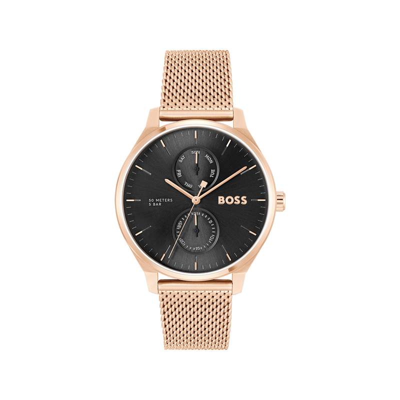 Montre BOSS business homme bracelet acier doré rose - vue 1