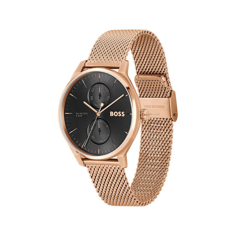 Montre BOSS business homme bracelet acier doré rose - vue 2