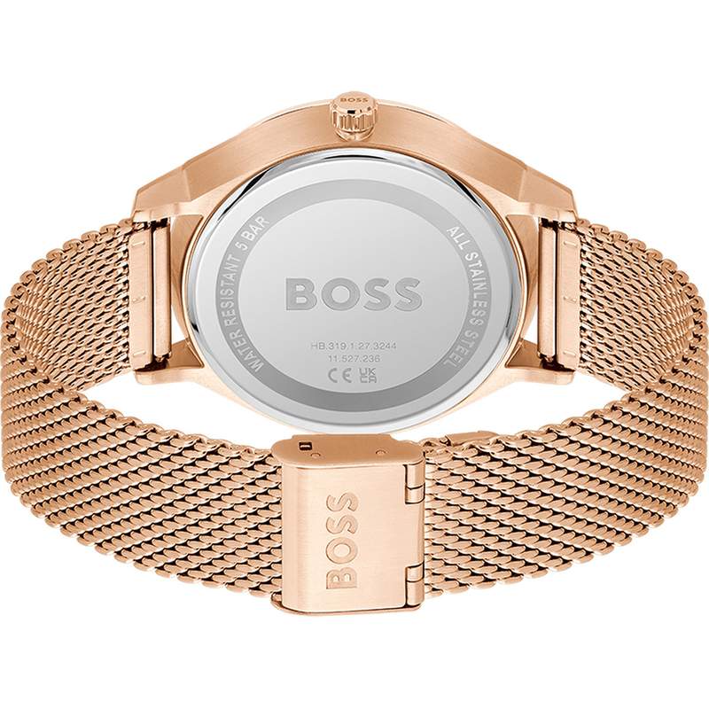 Montre BOSS business homme bracelet acier doré rose - vue 3