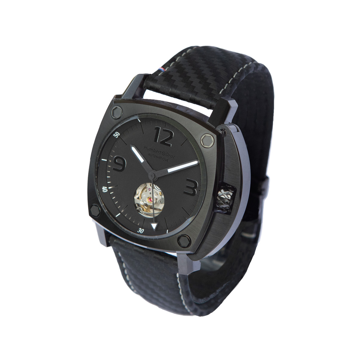 Montre HUMBERT-DROZ hd10 homme automatique, bracelet cuir noir - vue 2