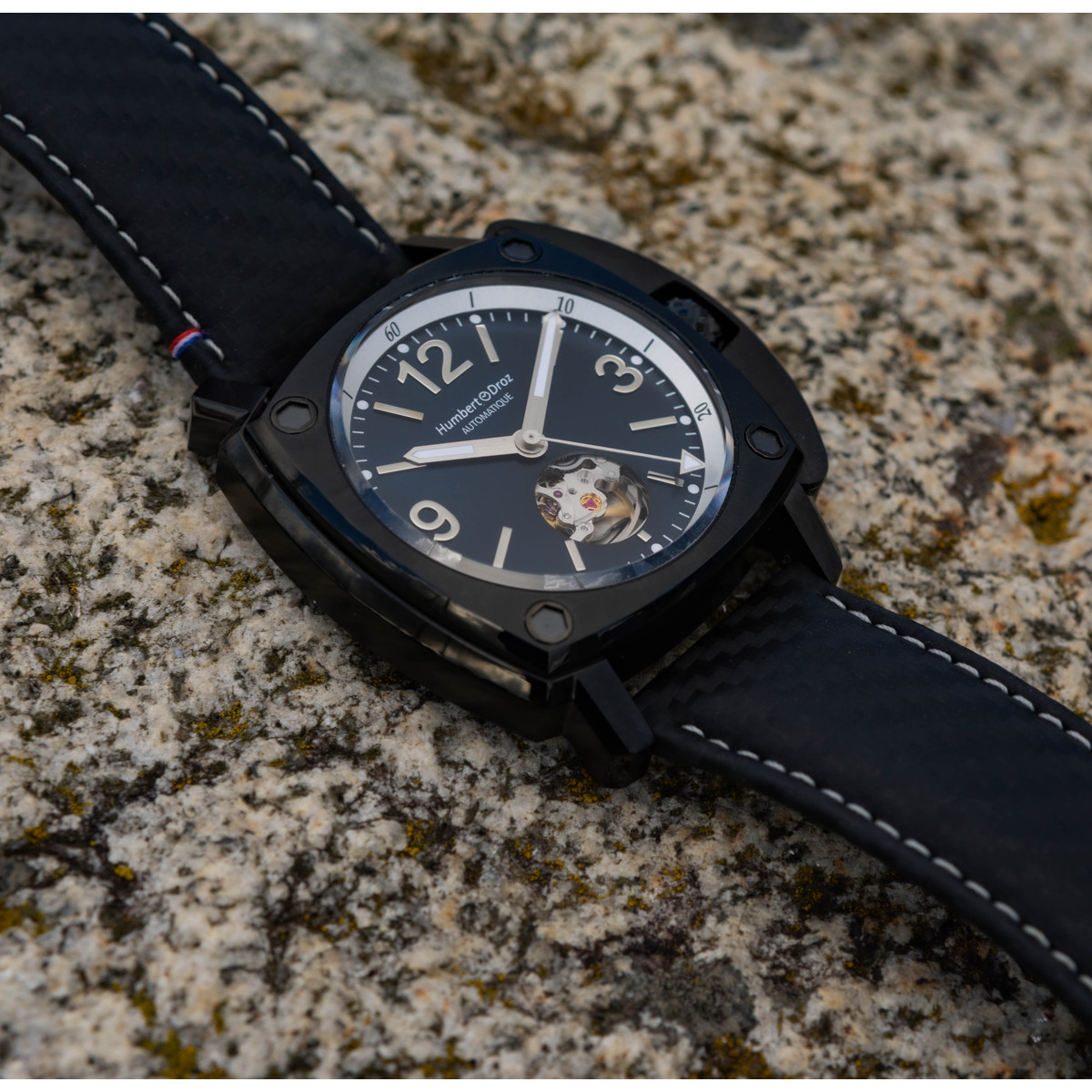 Montre HUMBERT-DROZ hd10 homme automatique, bracelet cuir noir - vue D1