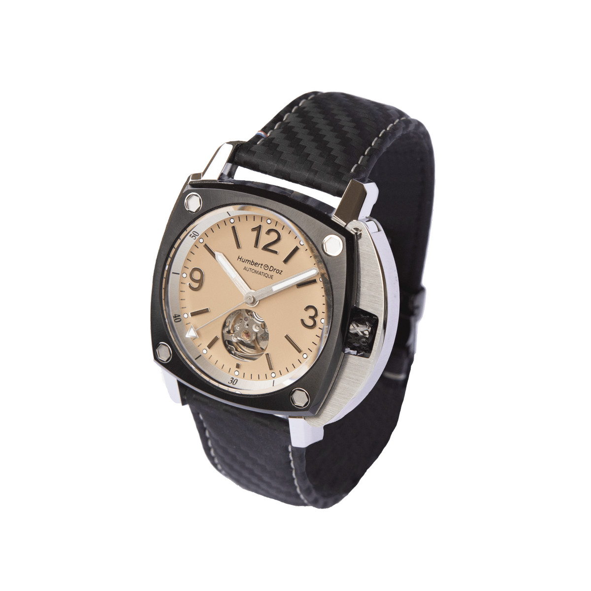 Montre HUMBERT-DROZ hd10 homme automatique, bracelet cuir noir - vue 2