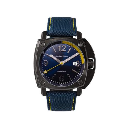 Montre HUMBERT-DROZ hd11 homme automatique, bracelet tissu bleu fonce
