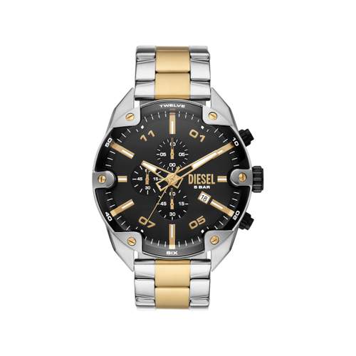 DIESEL spiked men's watch bicolor stainless steel bracelet
