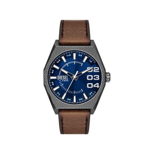 DIESEL scraper men's watch brown leather strap