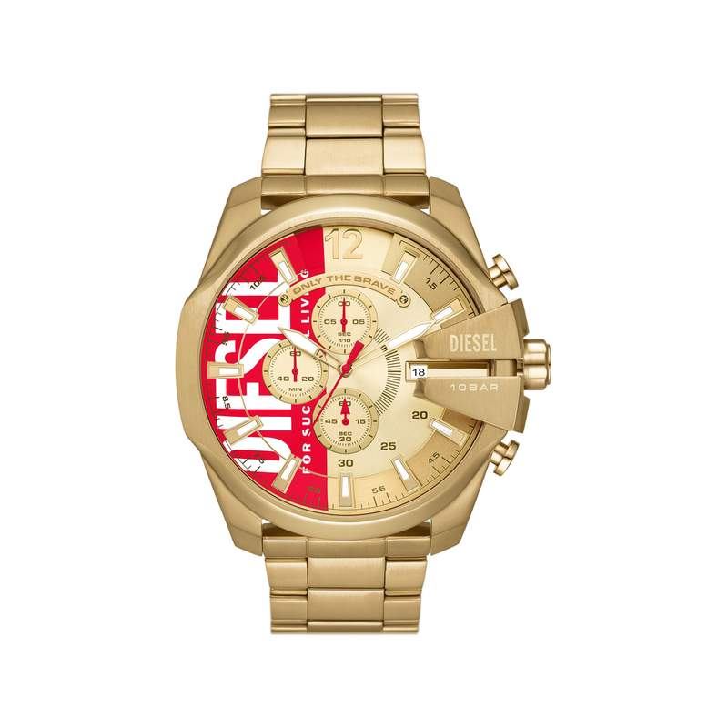 Montre DIESEL mega chief homme bracelet acier inoxydable doré - vue 1
