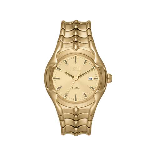 Montre DIESEL vert homme bracelet acier inoxydable doré