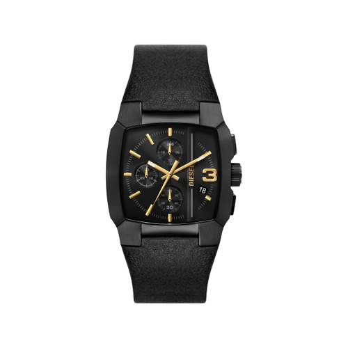 DIESEL cliffhanger men's watch with black leather strap