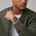 Montre FOSSIL FOSSIL blue dive homme bracelet acier inoxydable argent - vue porté 1