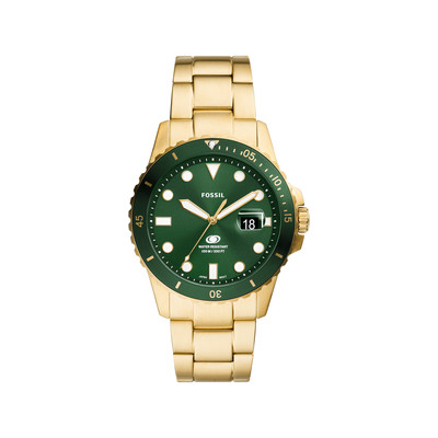 FOSSIL FOSSIL blauw duikhorloge heren goud roestvrij stalen armband