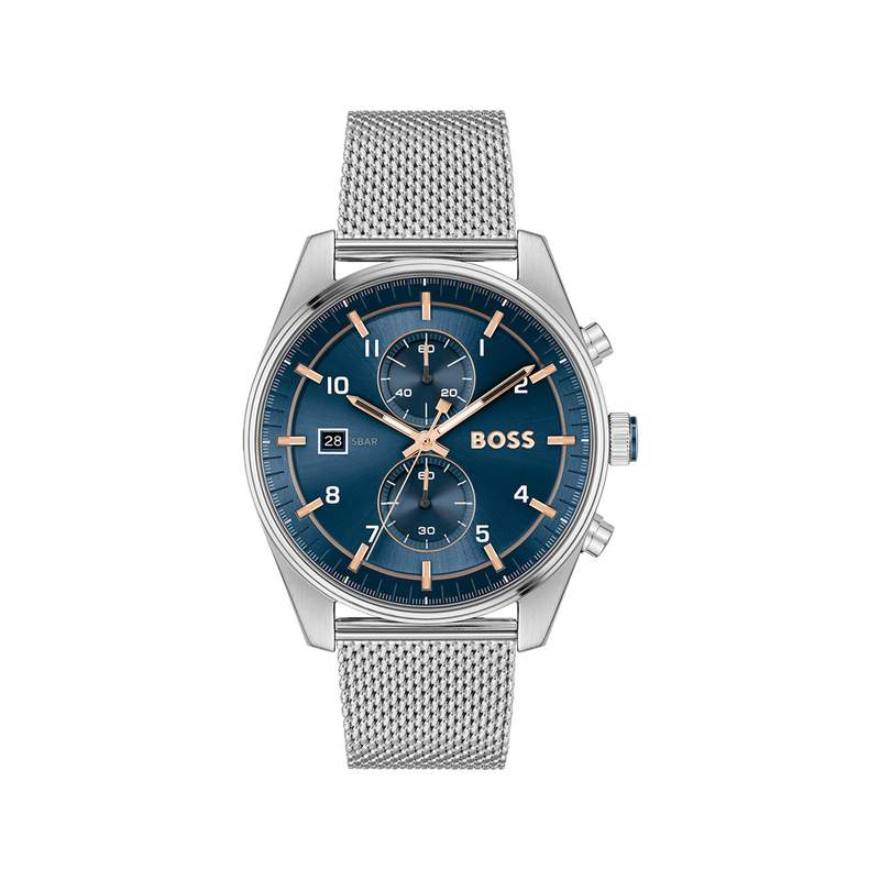 Montre BOSS sport lux homme chronographe bracelet acier inoxydable argent - vue 1