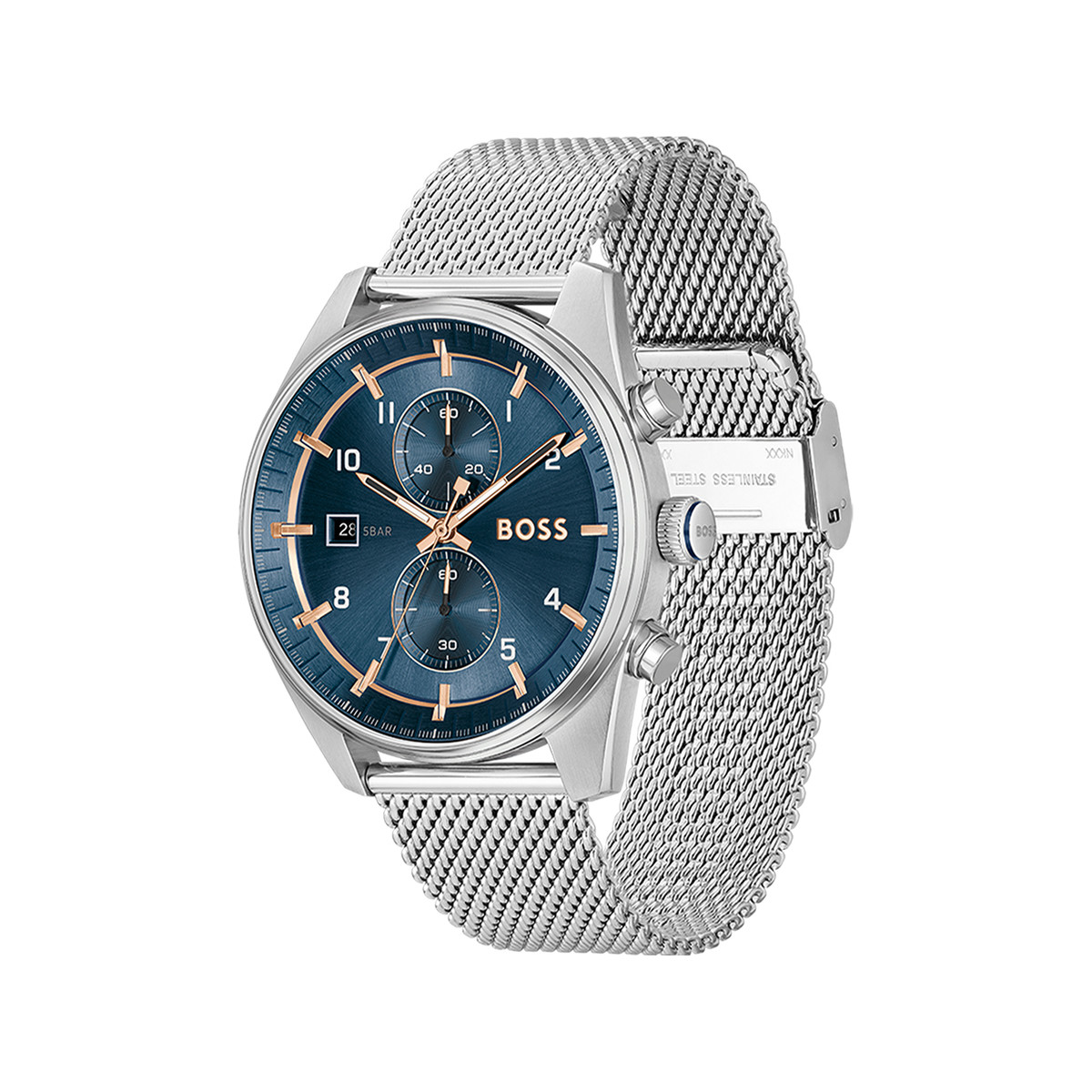 Montre BOSS sport lux homme chronographe bracelet acier inoxydable argent - vue 2