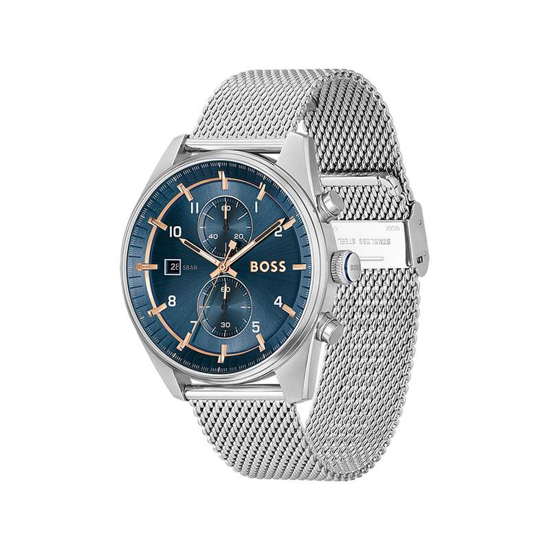 Montre BOSS sport lux homme chronographe bracelet acier inoxydable argent - vue 2
