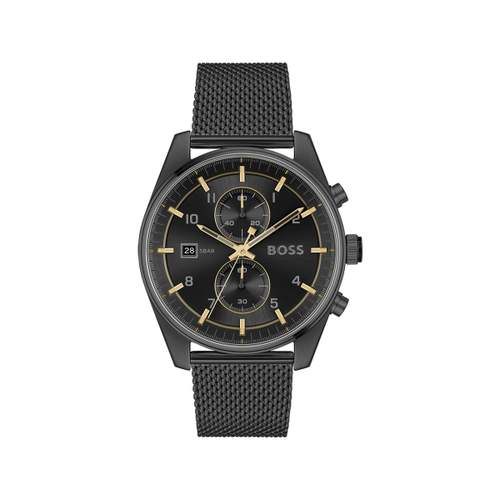 Montre BOSS sport lux homme chronographe bracelet acier inoxydable noir