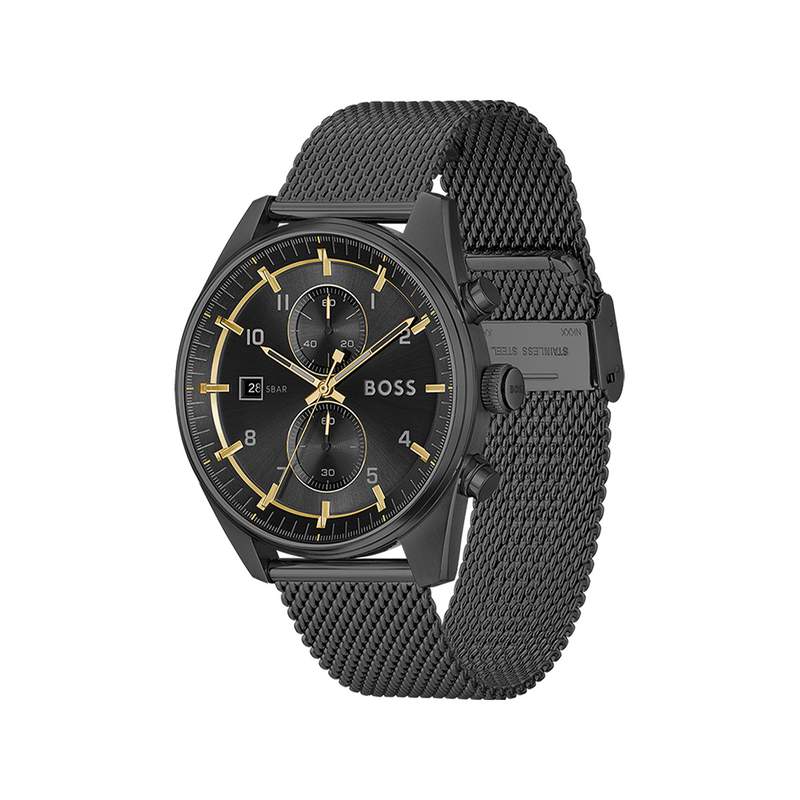 Montre BOSS sport lux homme chronographe bracelet acier inoxydable noir - vue 2