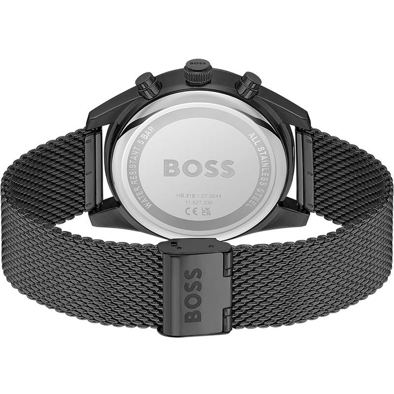 Montre BOSS sport lux homme chronographe bracelet acier inoxydable noir - vue 3