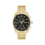 Montre BOSS sport lux homme chronographe bracelet acier inoxydable doré jaune - vue 1
