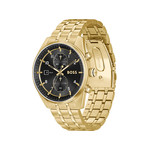Montre BOSS sport lux homme chronographe bracelet acier inoxydable doré jaune - vue 2