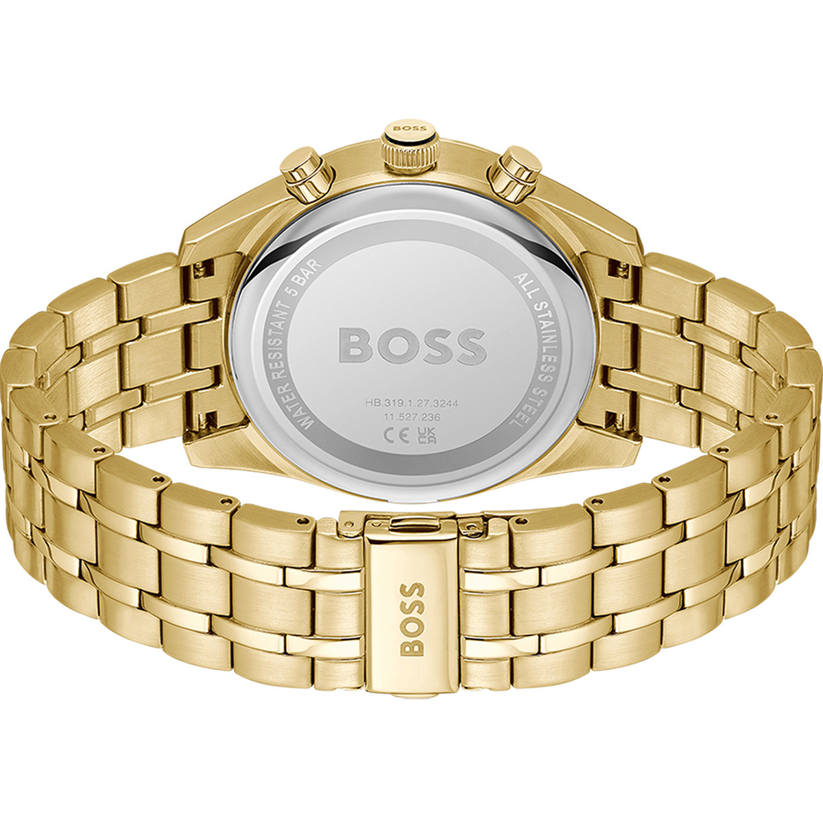 Montre BOSS sport lux homme chronographe bracelet acier inoxydable doré jaune - vue 3