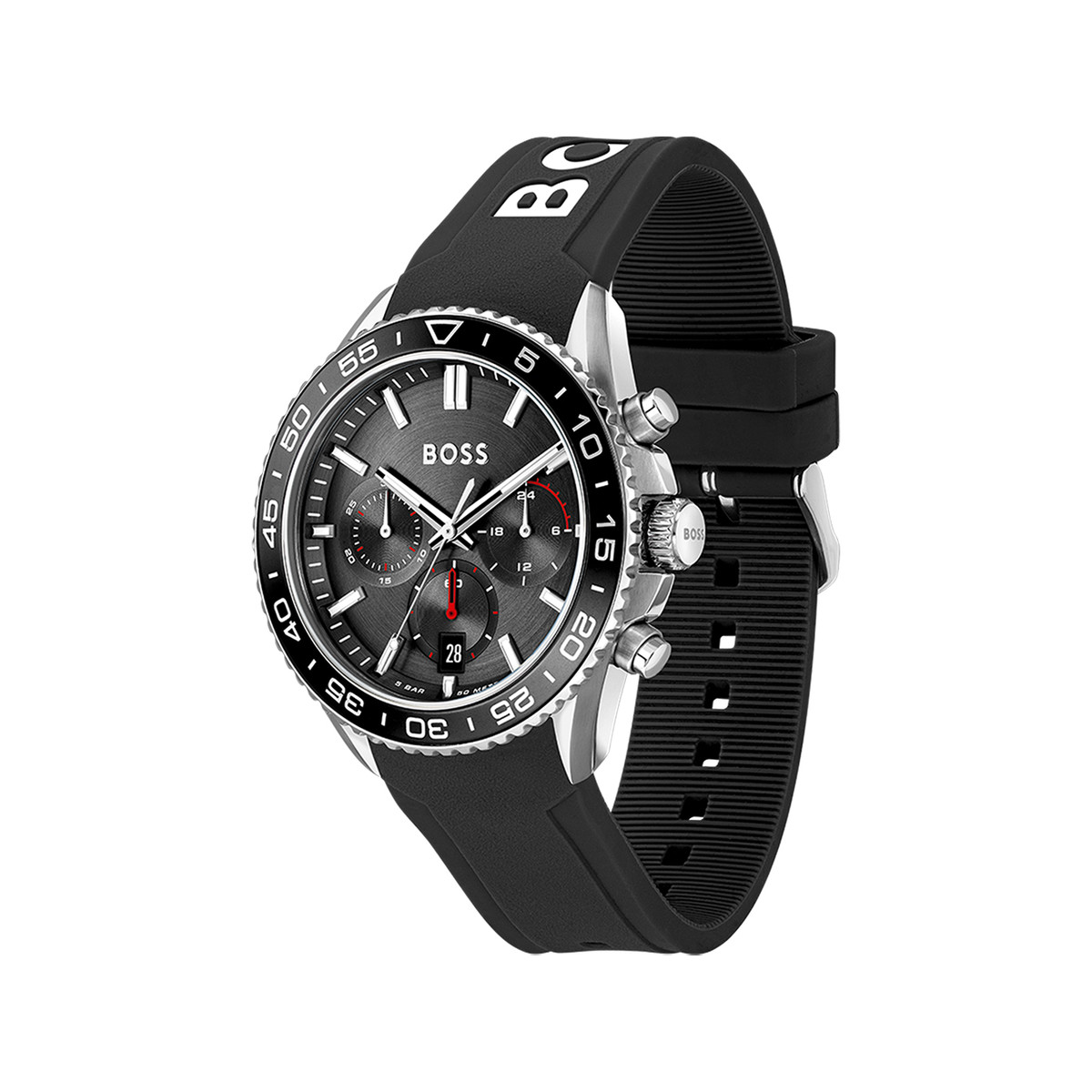 Montre BOSS sport lux homme chronographe bracelet silicone noir - vue 2