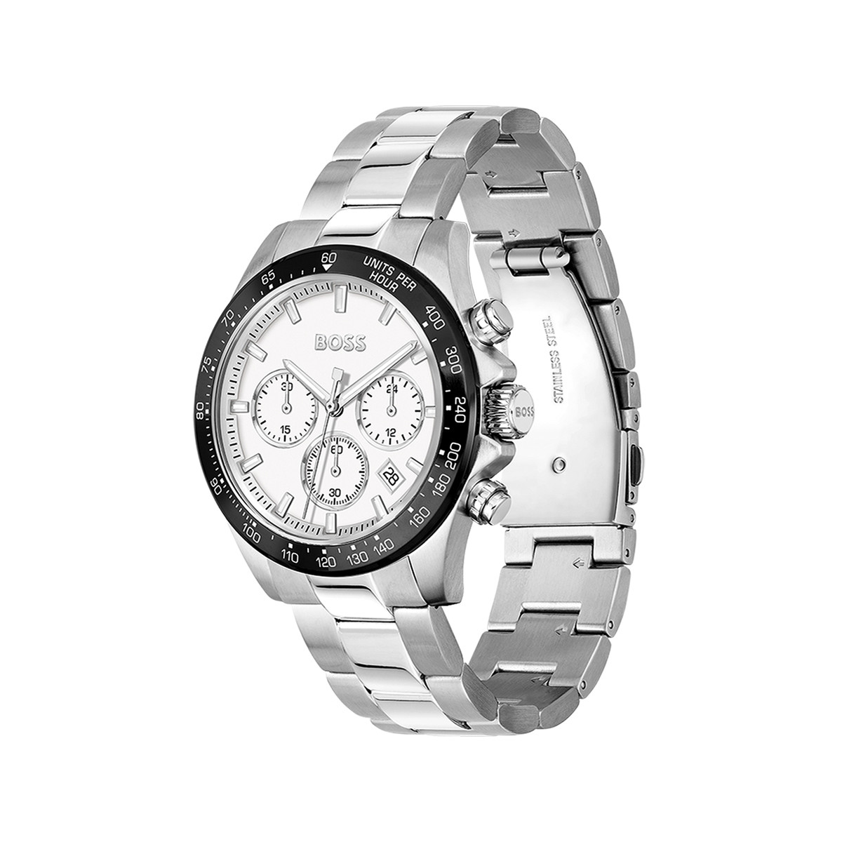 Montre BOSS sport lux homme chronographe bracelet acier inoxydable argent - vue 2