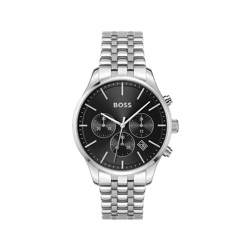 Montre BOSS business homme chronographe bracelet acier inoxydable argent - vue 1