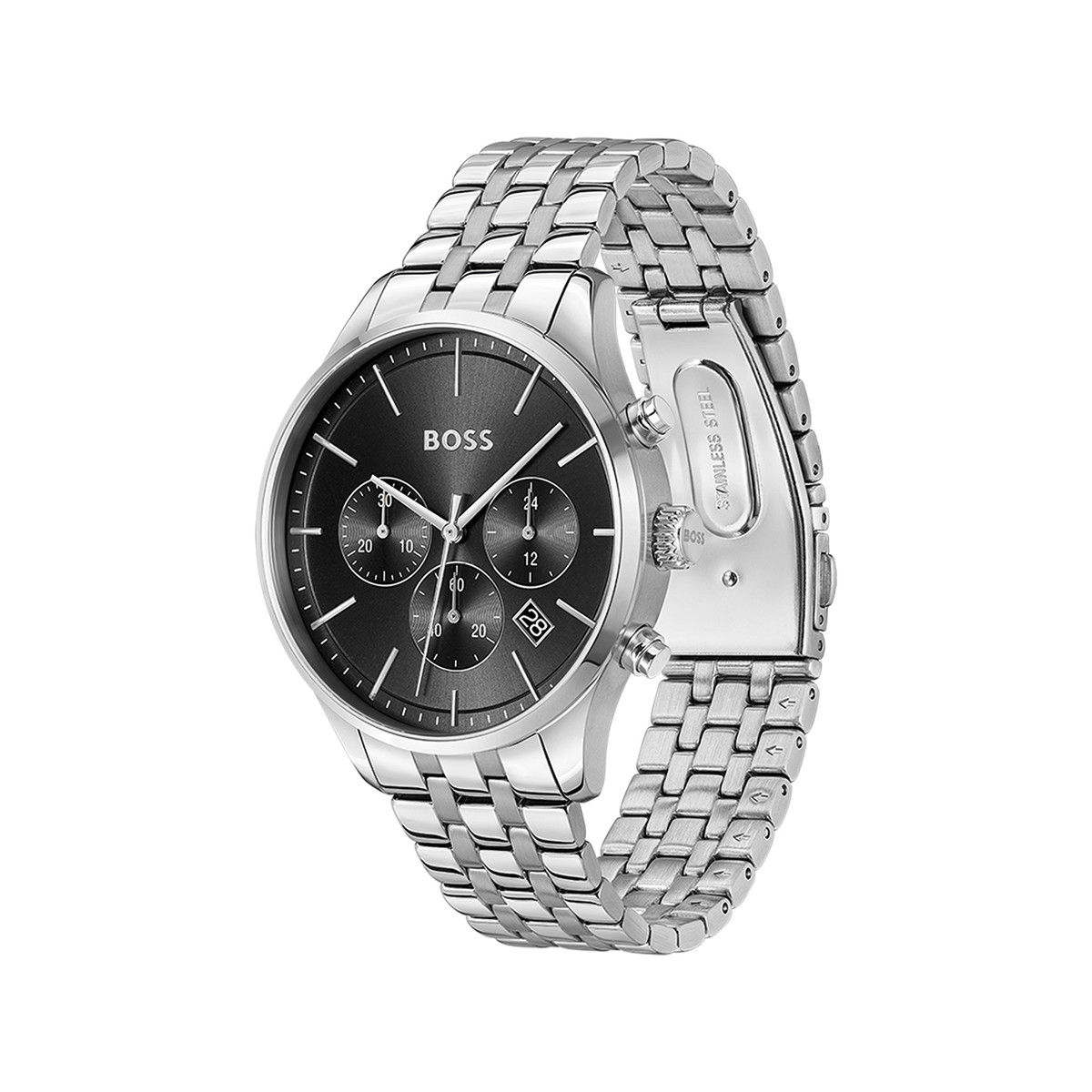 Montre BOSS business homme chronographe bracelet acier inoxydable argent - vue 2