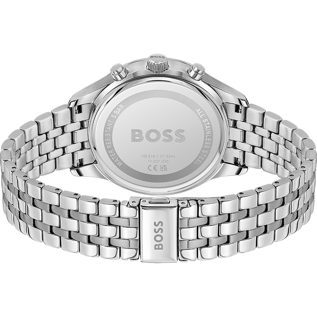 Montre BOSS business homme chronographe bracelet acier inoxydable argent - vue 3
