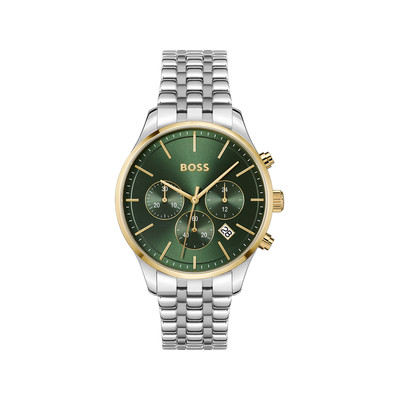 Montre BOSS business homme chronographe bracelet acier inoxydable argent - vue 1