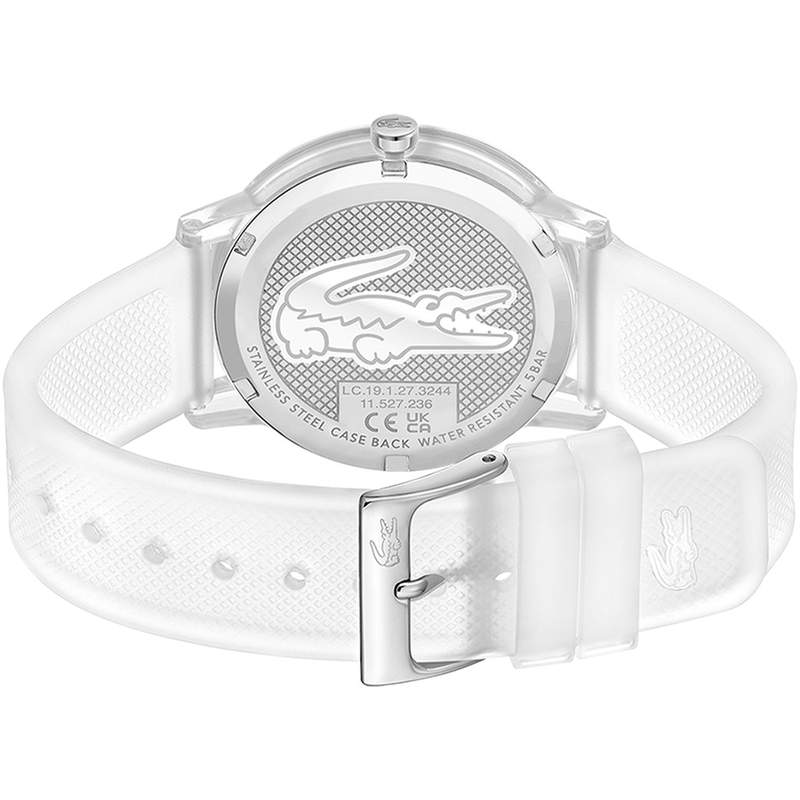 Montre LACOSTE homme acier bracelet silicone blanc - vue 3