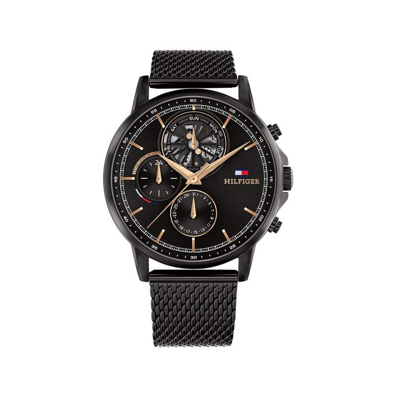 Montre TOMMY HILFIGER homme bracelet acier inoxydable noir - vue 1