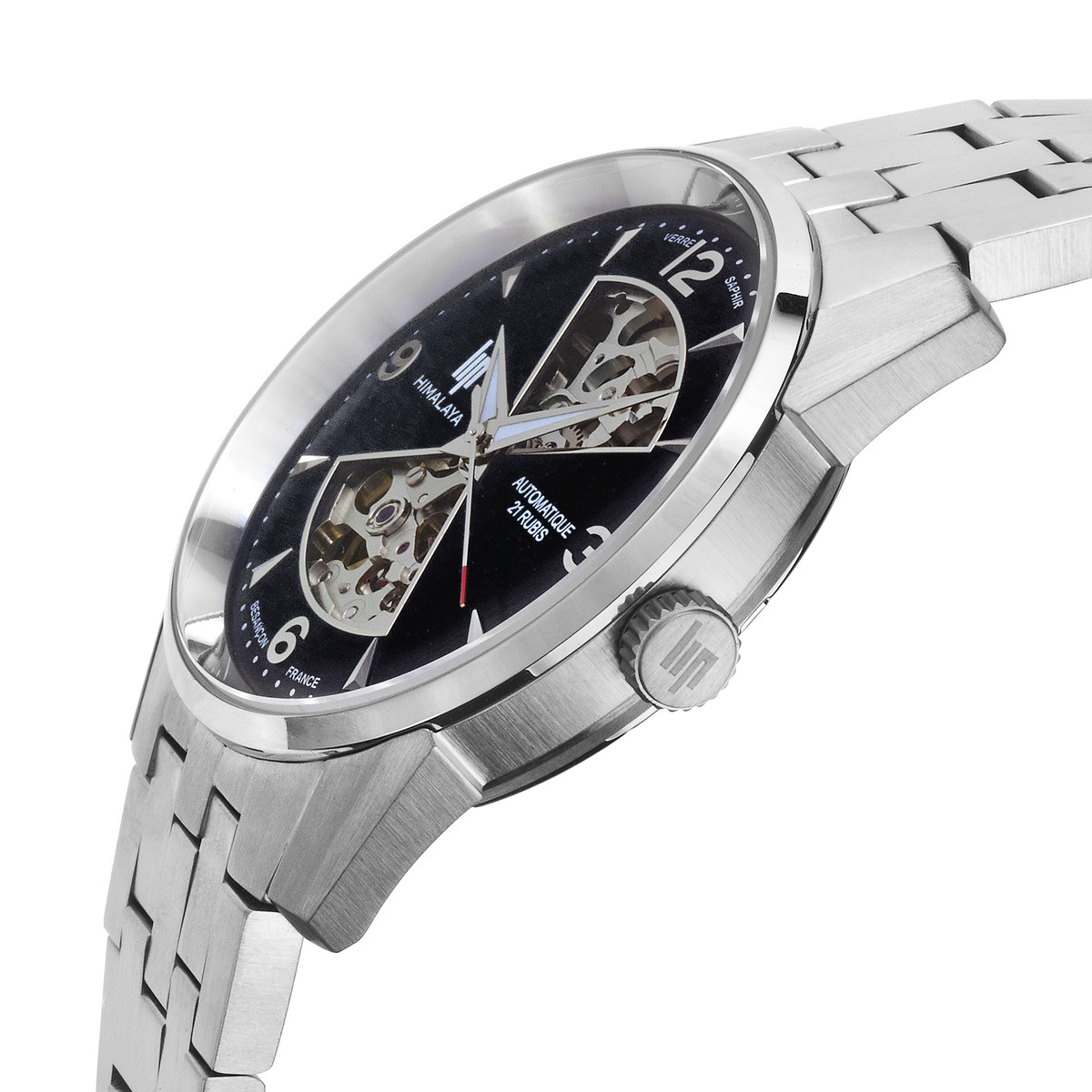 Montre LIP homme automatique, bracelet métal argent - vue D2